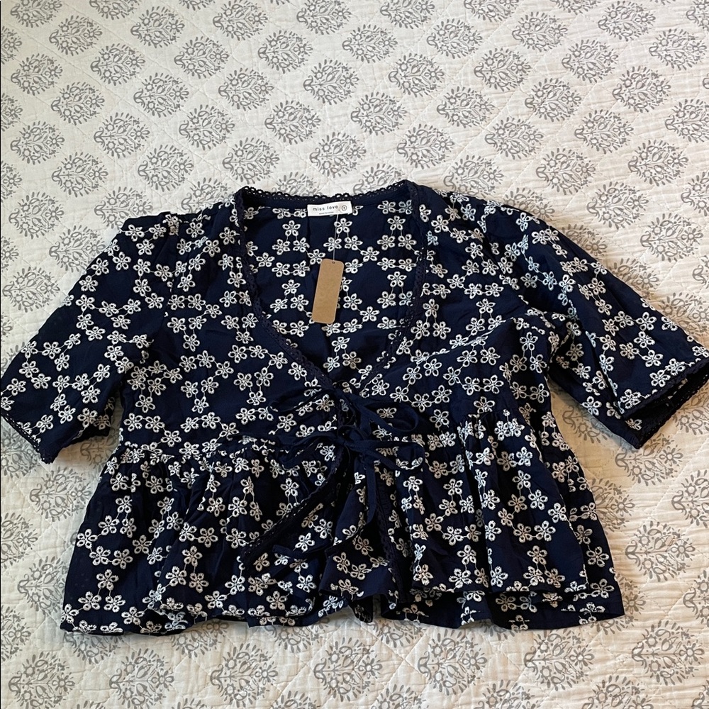 Elegant Navy Floral Blouse